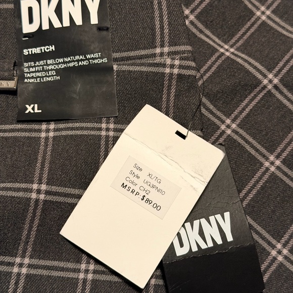 Women’s DKNY Plaid Trousers in Black and Gray XL Stretch - Picture 5 of 7